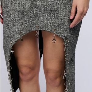 Chic Gray Skirt with Metal Accents